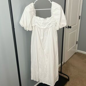 Mango Ivory Puff Sleeve Dress